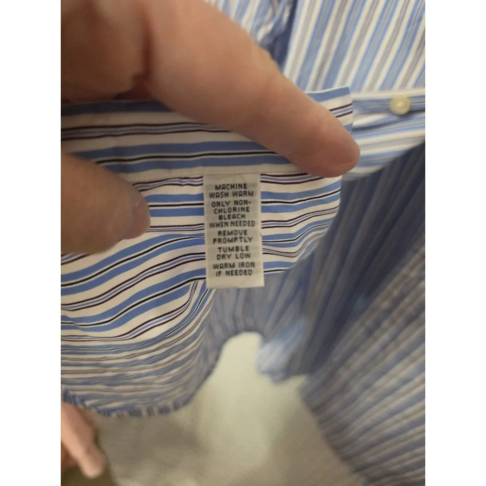Ralph Lauren Polo Dress Shirt Classic Fit Mens Size 17 Blue and White Stripes